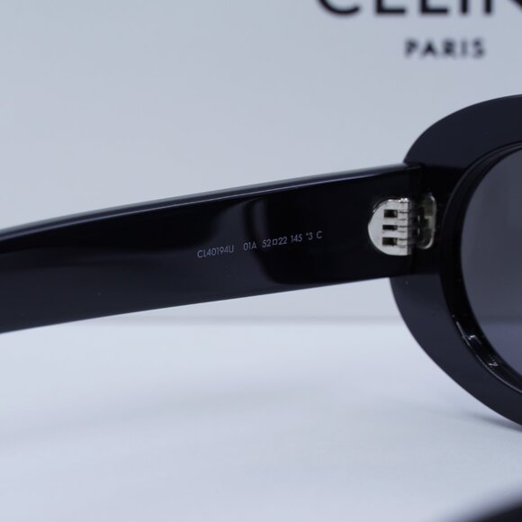 Celine CL40194U 01A Oval Sunglasses - Black/Smoke - Picture 10 of 14